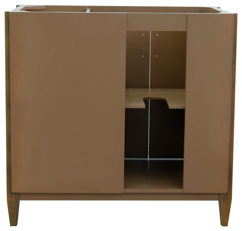 37" Single Vanity, Walnut Finish With White Carrara