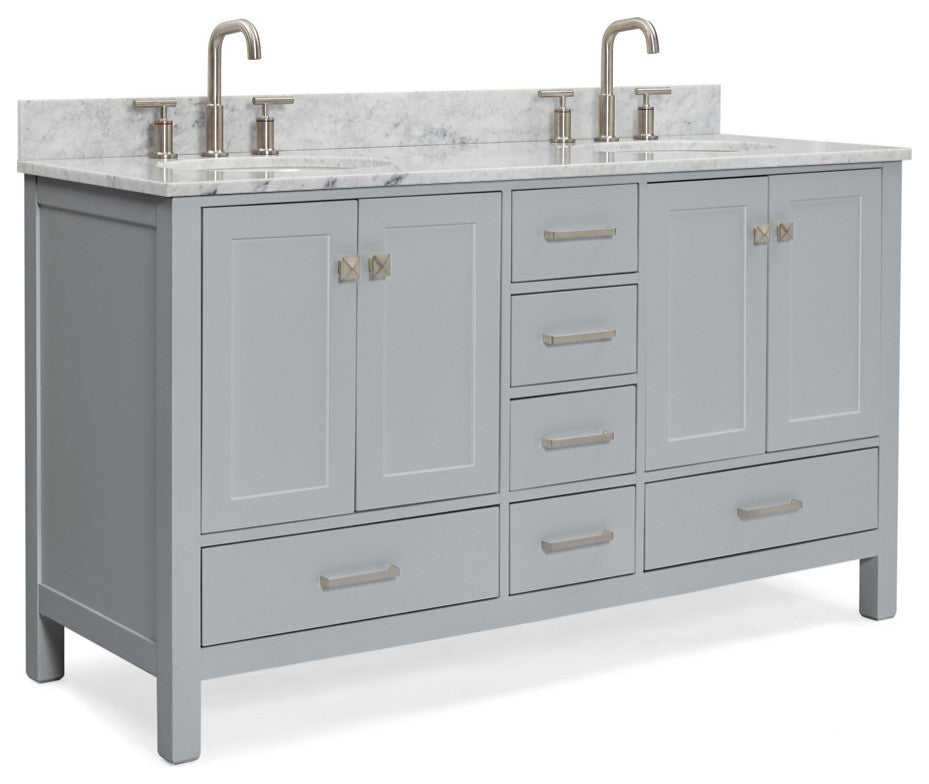 ARIEL Cambridge 61" Oval Sinks Bath Vanity Carrara Marble