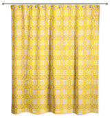 Yellow Cross-Stitch Printed Pattern Shower Curtain