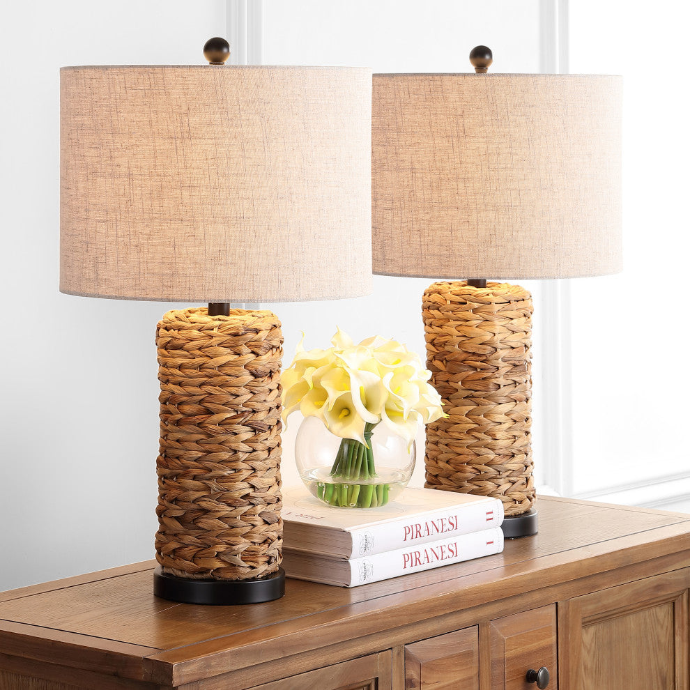 Elicia 25" Sea Grass Led Table Lamp, Natural, Set of 2