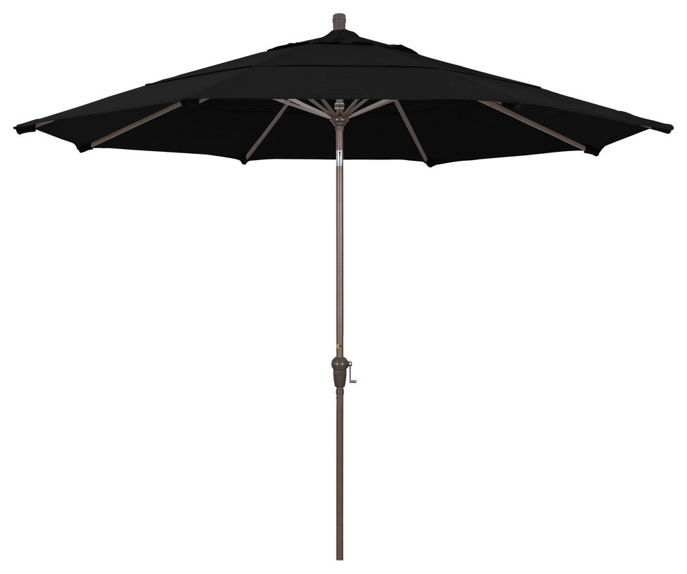11' Champagne Auto-Tilt Crank Lift Aluminum Umbrella, Sunbrella, Black
