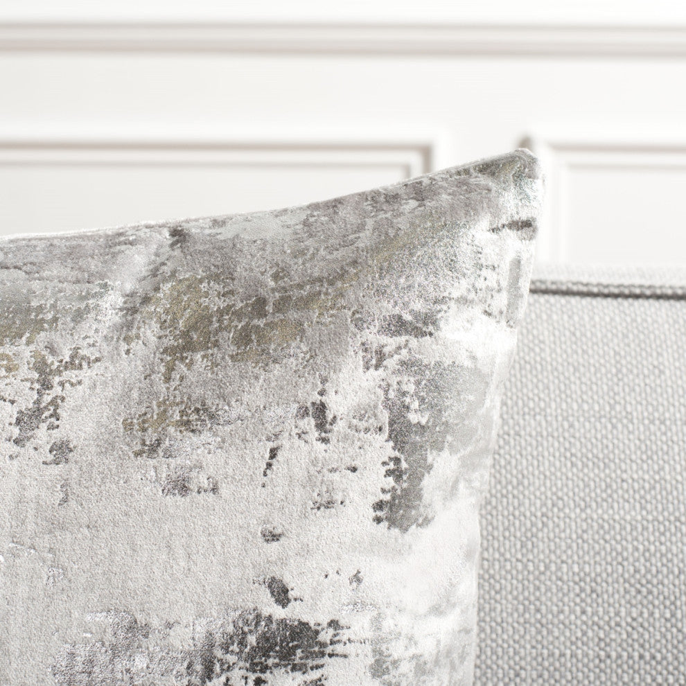 Safavieh Edmee Metallic Pillow, Light Grey/Silver