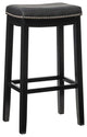 Linon Claridge Backless Bar Stool Black Faux Leather Wood Frame in Black Finish