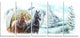 "Painted Scene With Horses in Winter" Landscape Wall Art, 5 Panels, 60"x28"