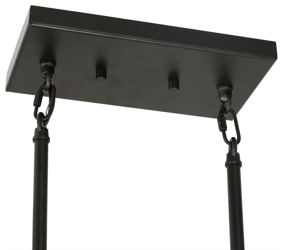 LALUZ Rectangle Chandelier, Linear Chandelier Dining Room,Flat Black