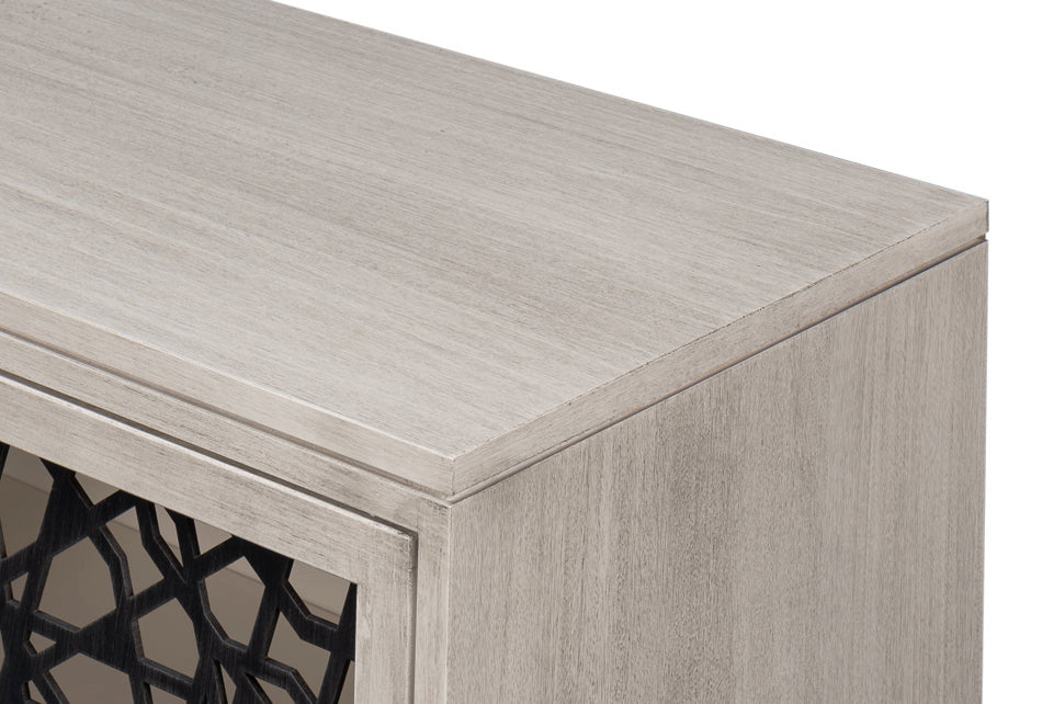 Close-up of top corner/finish on white background.