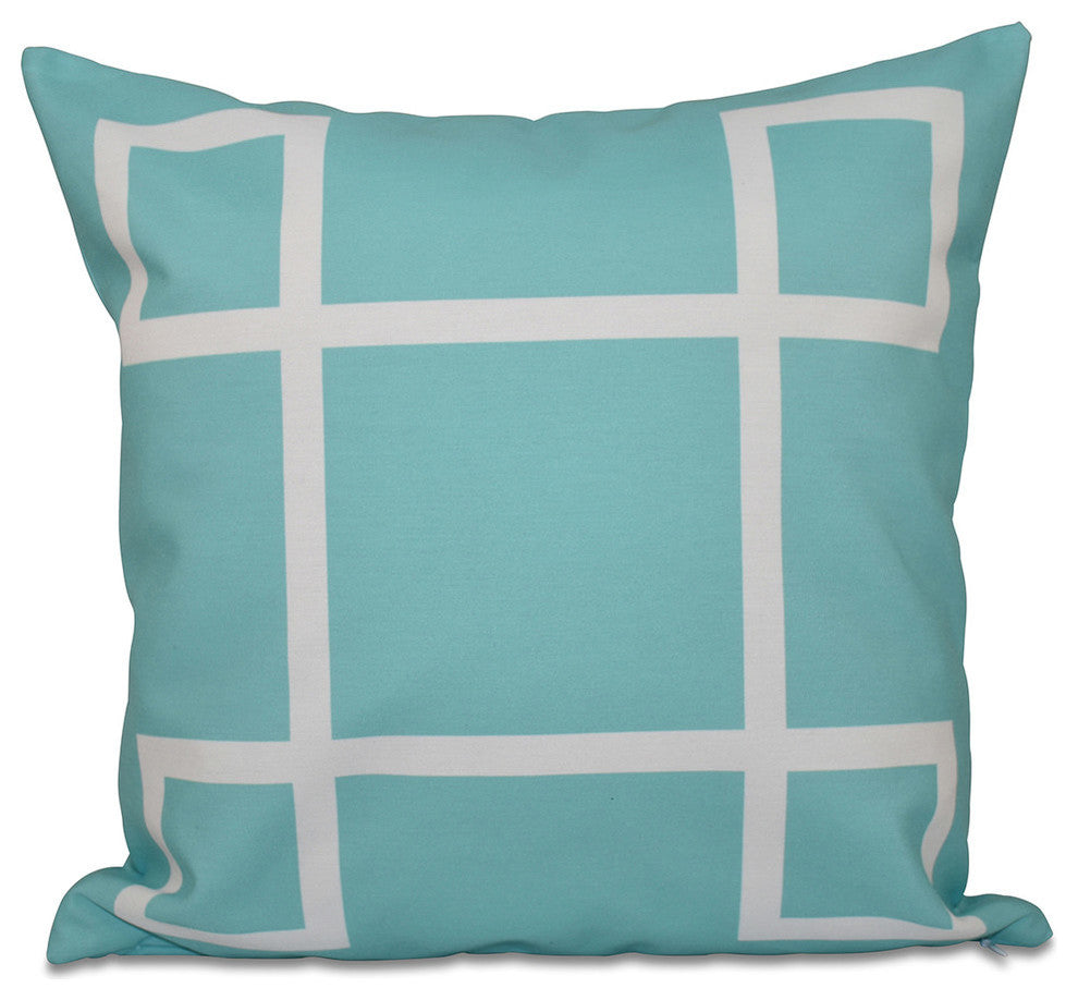 Geometric Decorative Pillow, Aqua, 20"x20"