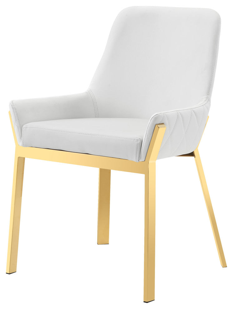Modrest Ganon Modern White and Gold Dining Chair