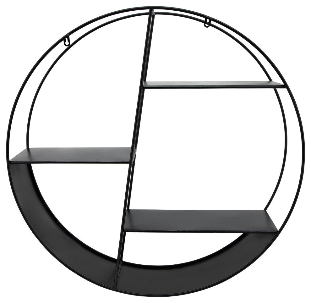 Metal, 32" 4-Layered Round Shelf, Black