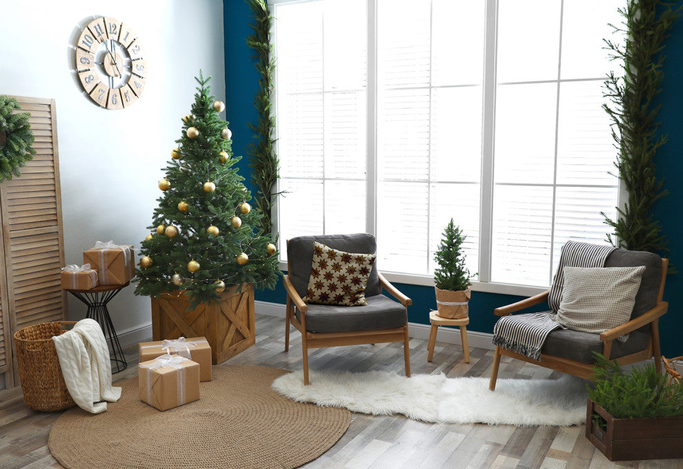 Gold Colored Christmas Stars Christmas Polyester Throw Pillow, 20"x20"