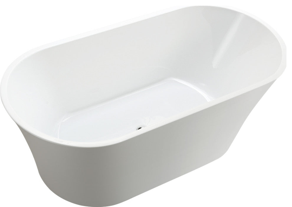 Vanity Art Freestanding Acrylic Bathtub, White, 63"x30"