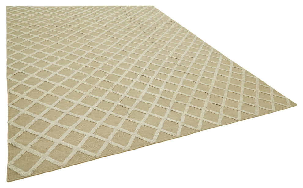 Rug N Carpet - Hand-knotted Modern Design 9' 0'' x 12' 0'' Wool Unique Kilim Rug