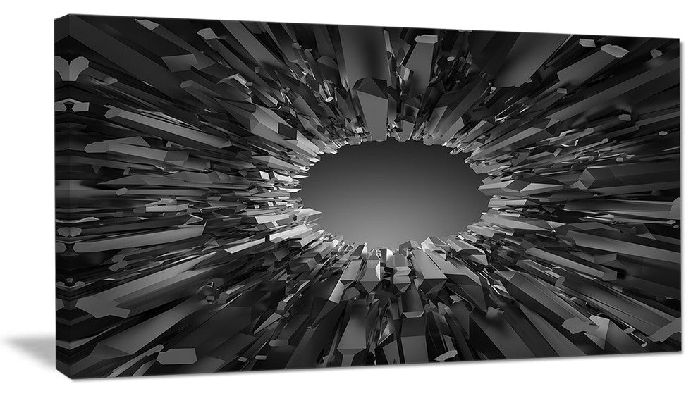 Futuristic Black Background, Abstract Canvas Art Print, 32"x16"