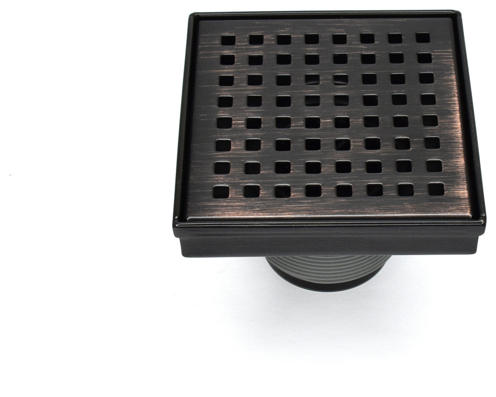 HEATGENE Square Shower Drain With Flat Cover, Venetian Bronze, 6"