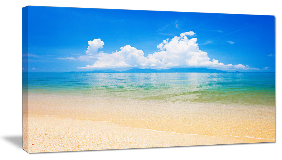 "Cloudy Horizon Over Blue Sea" Seashore Canvas Photo Print, 32"x16"