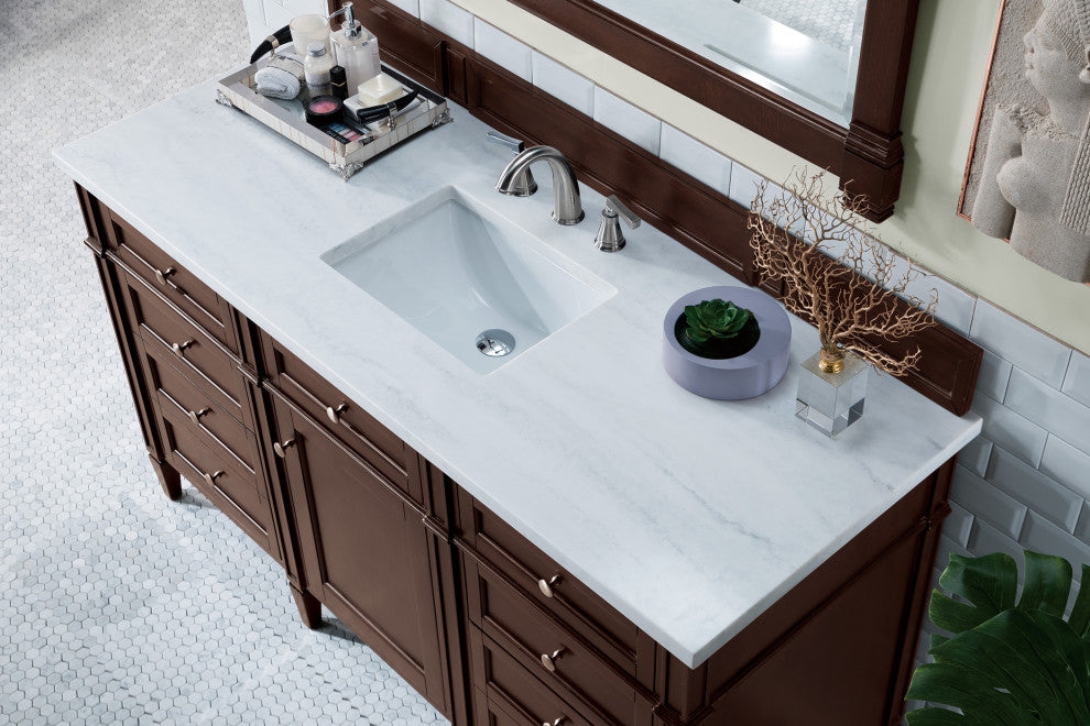 James Martin 650-V60S-BNM-3AF 60" Single Vanity with 3 CM Solid Surface Top