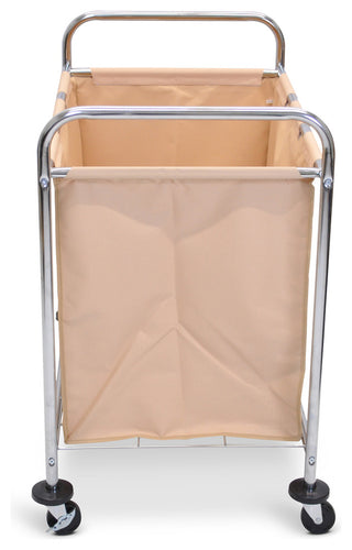 Luxor Laundry Cart With Steel Frame and Tan Canvas Bag