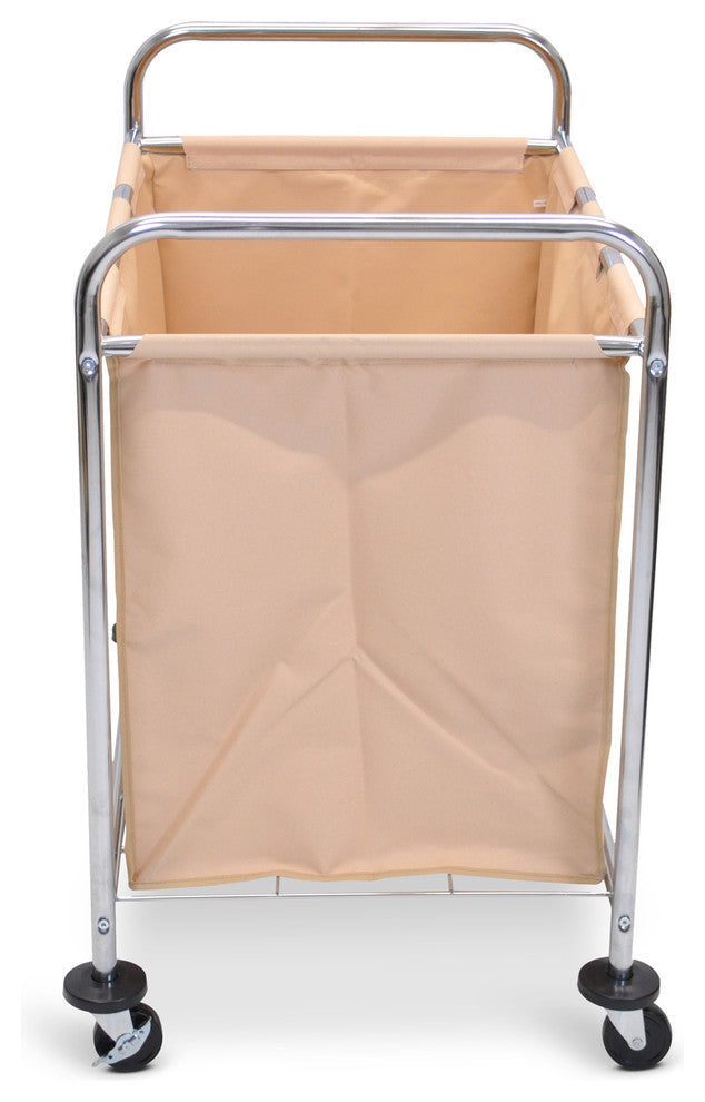 Luxor Laundry Cart With Steel Frame and Tan Canvas Bag