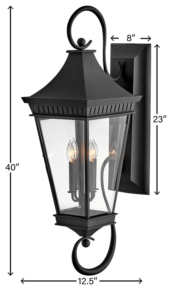 Hinkley Chapel Hill Extra Large Wall Mount Lantern, Museum Black