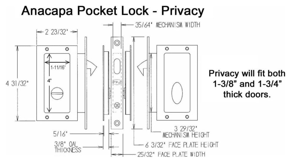 FPL Anacapa Pocket Lock Privacy, Satin Chrome