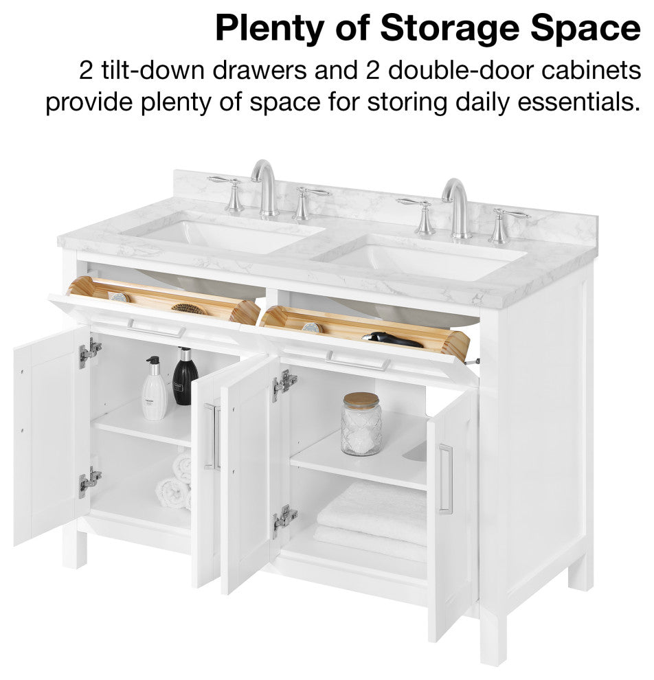 OVE Decors Tahoe 48" Double Sink Bathroom Vanity, White