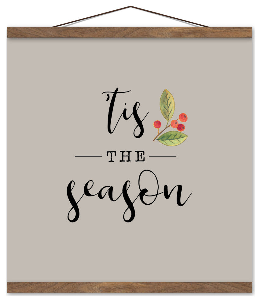 Tis the Season Cream 16x16 Teak Hanging Canvas