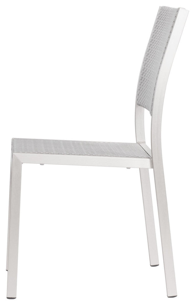 Dining Chair Armchair, Set of 2, Aluminum, Metal, Gray, Silver, Outdoor Patio