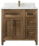 Santa Monica 36 Center Sink Bath Vanity in Graywashed Teak 1.5" Calacatta Laza