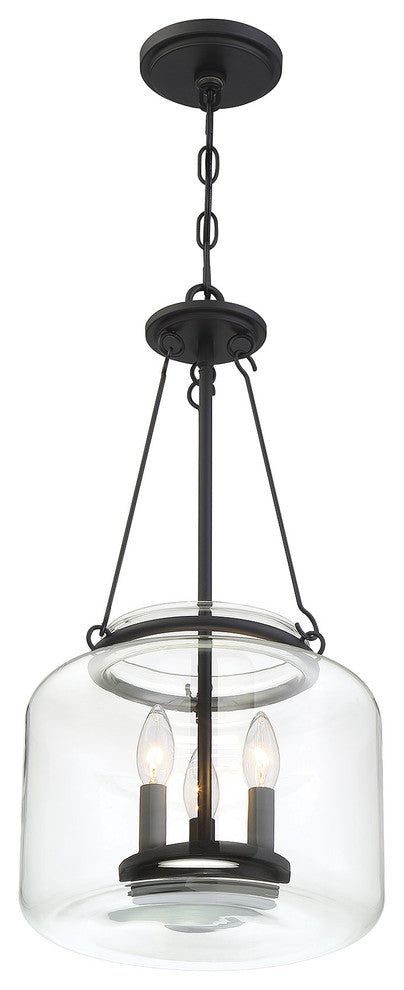 Akron 3-Light Pendant, Matte Black