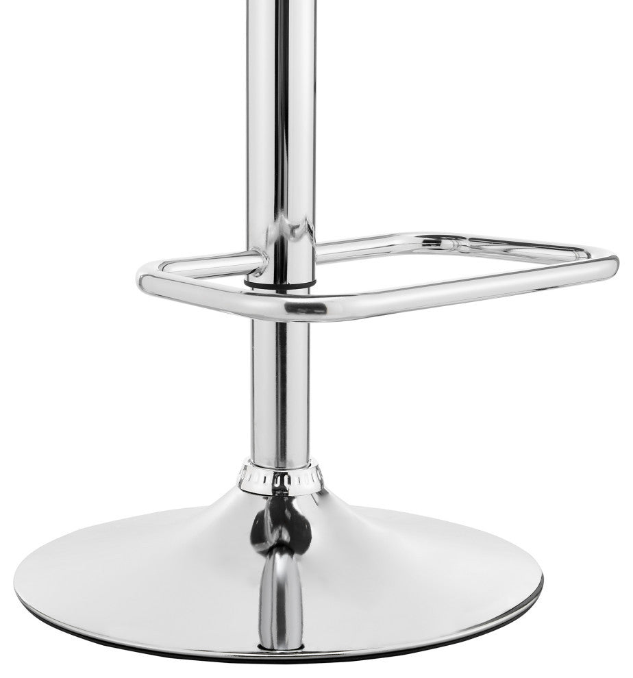 Leland Adjustable Faux Leather and Metal Bar Stool, Cream and Chrome
