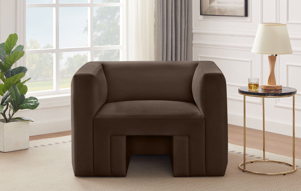 Henson Velvet Upholstered Chair, Brown
