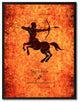 Sagittarius Horoscope Astrology Orange Print on Canvas Framed, 13"x17"