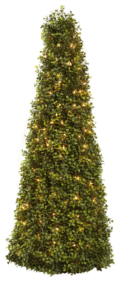 39" Boxwood Cone With Lights