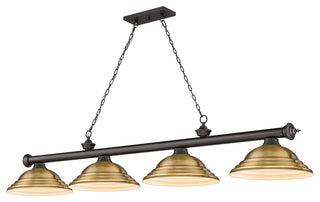 Zlite 2306-4BRZ-SRB 4-Light Billiard, Rubbed Brass