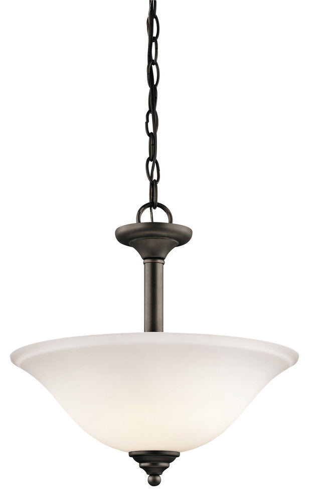Pendant/Semi Flush 2-Light, Olde Bronze/Satin Etched Glass, Standard