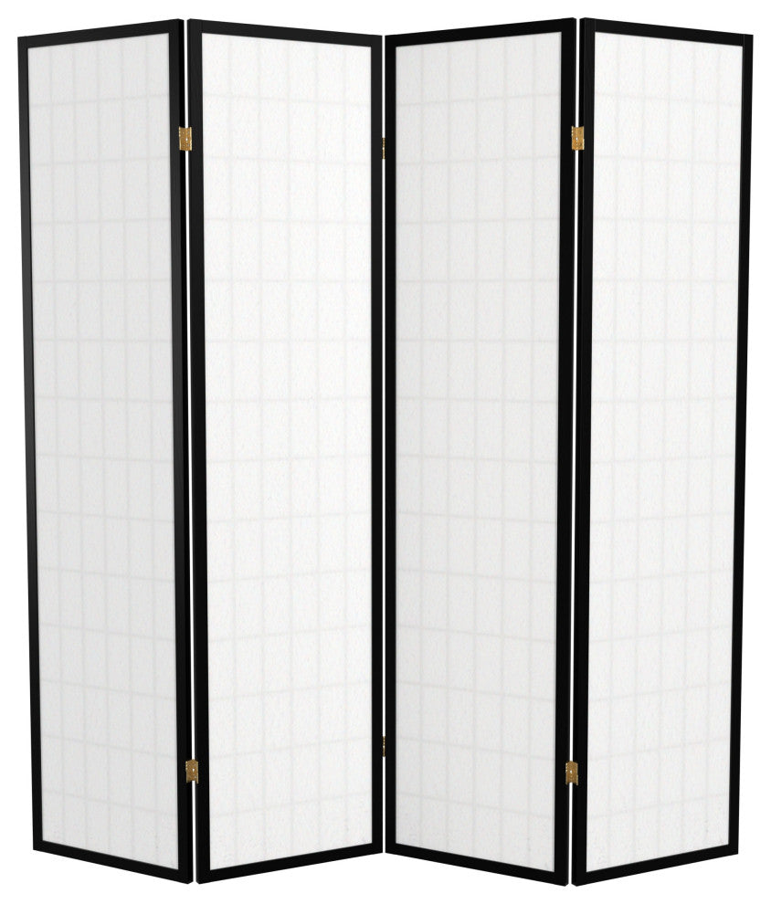6'' Tall Window Pane Shoji Screen, Black, 4 Panels