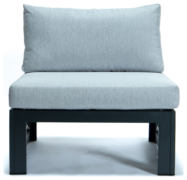 LeisureMod Chelsea 7-Piece Patio Sectional With Coffee Table, Light Gray