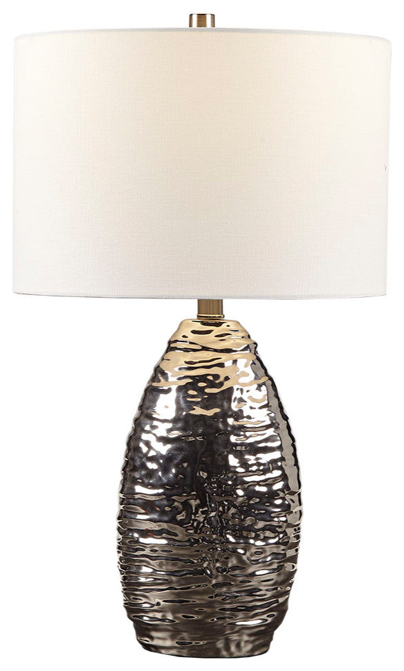 Hampton Hill Livy Ceramic Textured Silver Base Table Lamp