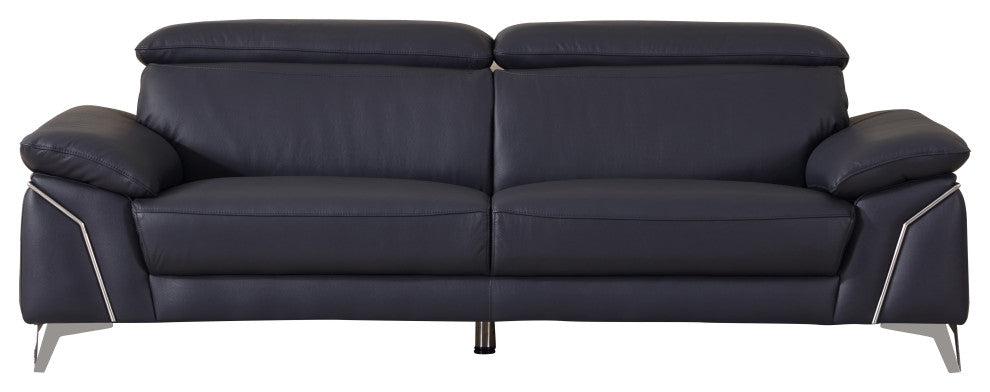 Lazio Contemporary Genuine Italian Leather Sofa Navy