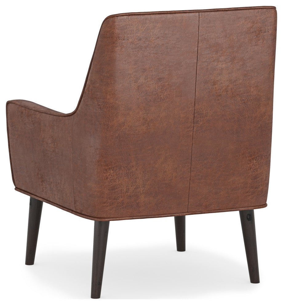 Robson Accent Chair, Faux Leather, Distressed Saddle Brown