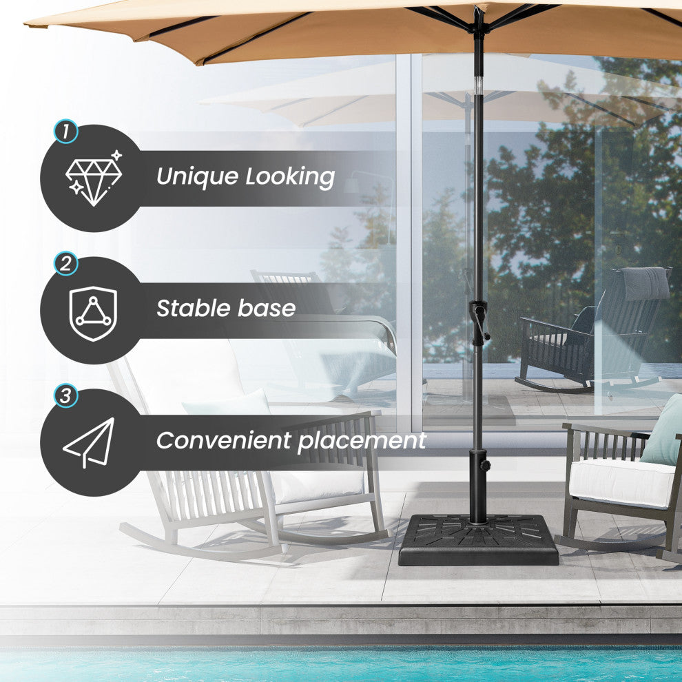 43 lbs Resin Square Concrete Market Umbrella Base, Black