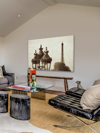 "Lamps and Eiffel Tower" Painting Print on Wrapped Canvas