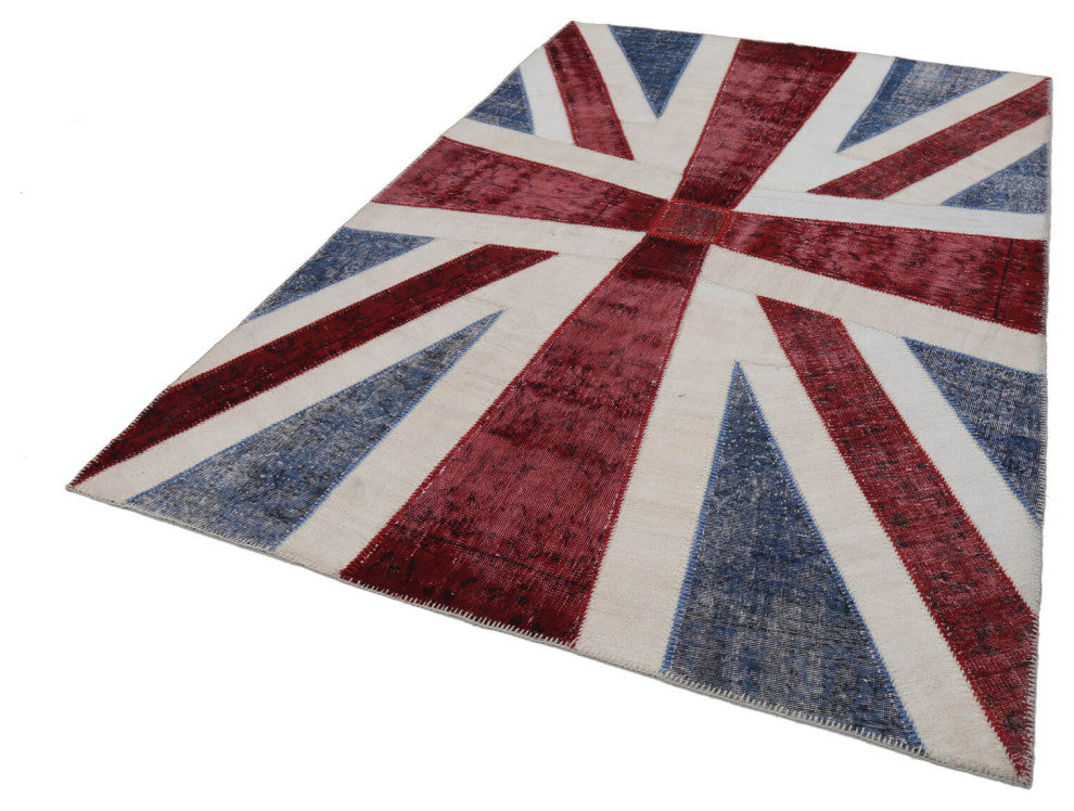 Rug N Carpet - Handwoven Turkish 6' 9'' x 10' 0'' Flag Patchwork Rug