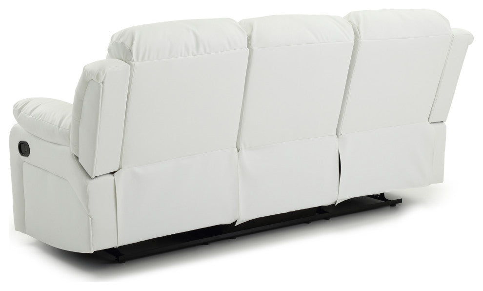 Springfield Reclining Sofa, White Faux Leather
