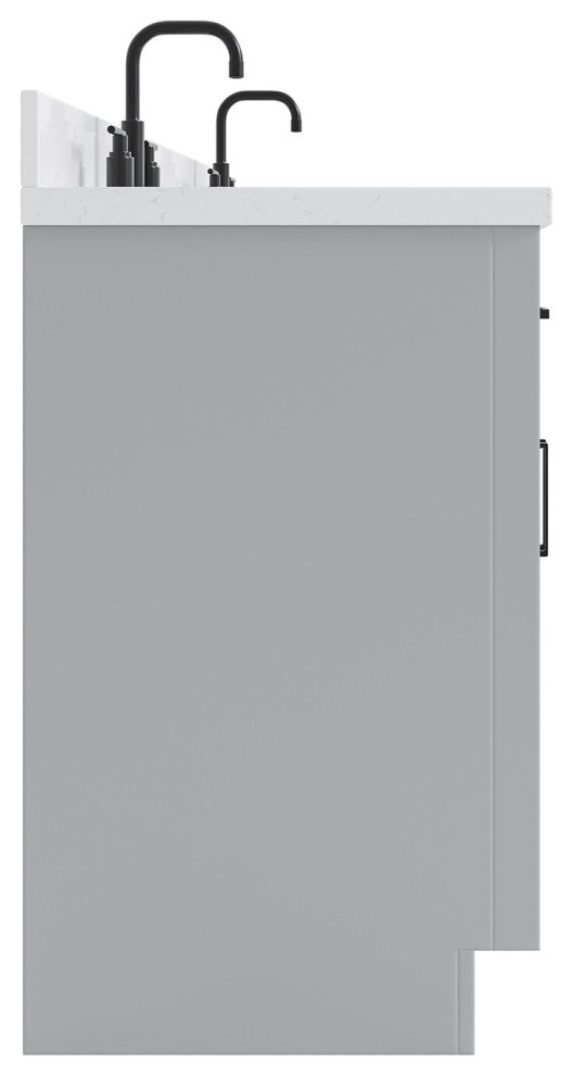 Ariel Hepburn 72" Double Rectangle Sinks Vanity, Carrara Quartz, Gray