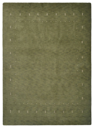 Hand Knotted Loom Wool Area Rug Green L00535, [Rectangle] 4'x6'
