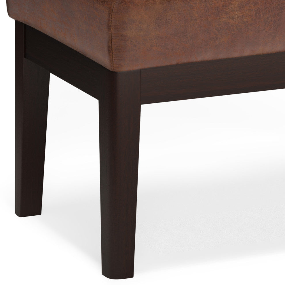 Carlson Small Ottoman Bench, Distressed Saddle Brown