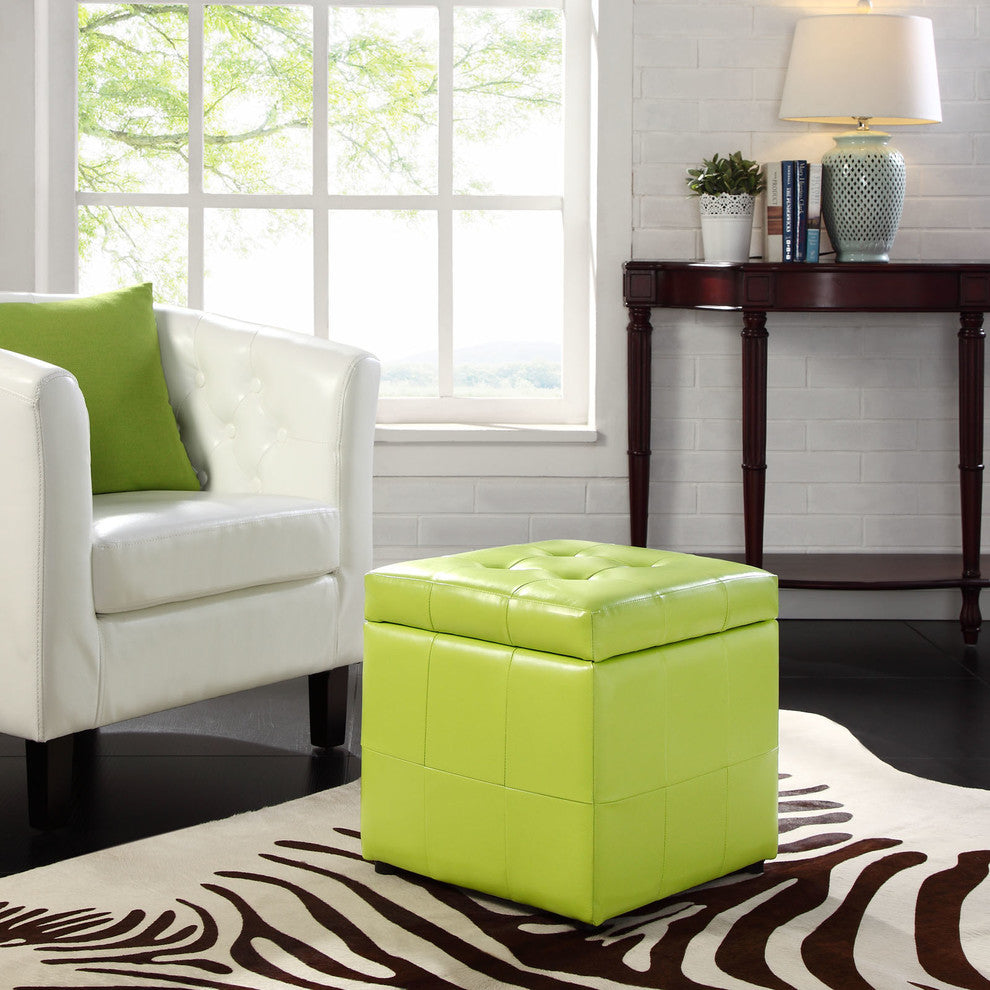 Modern Contemporary Living Room Storage Ottoman Light Green
