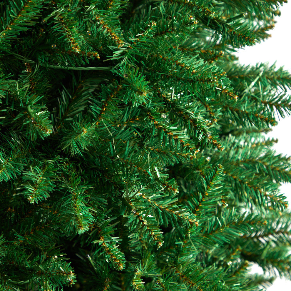 12' Slim Green Mountain Pine Christmas Tree, 1100 Clear LED Lights, 3235 Tips