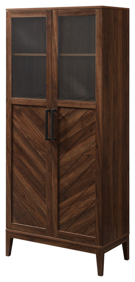 Logan 68" Chevron Storage Cabinet - Dark Walnut